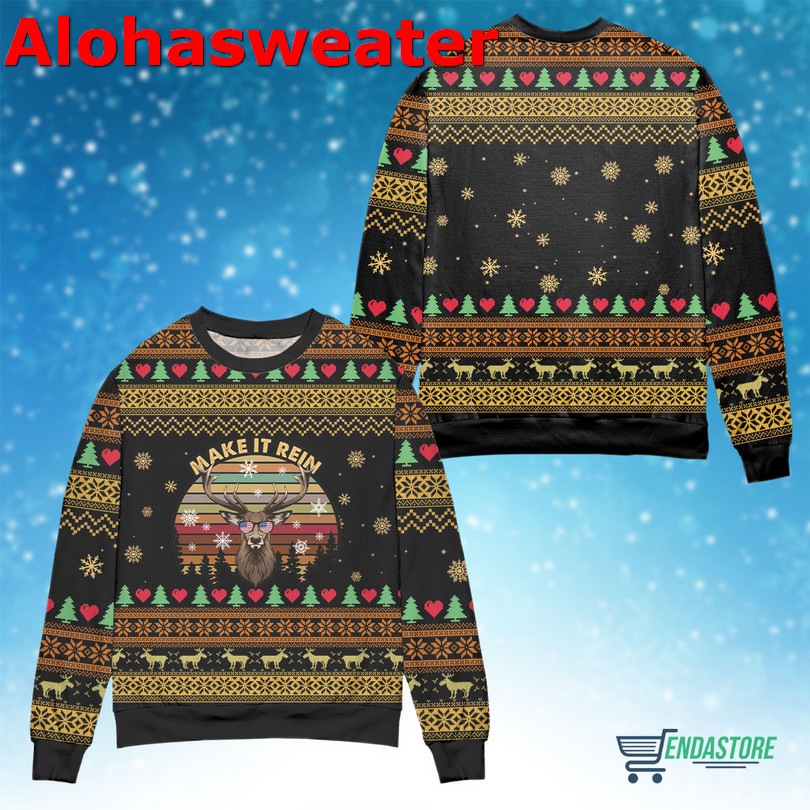Deer make it rain Christmas sweater