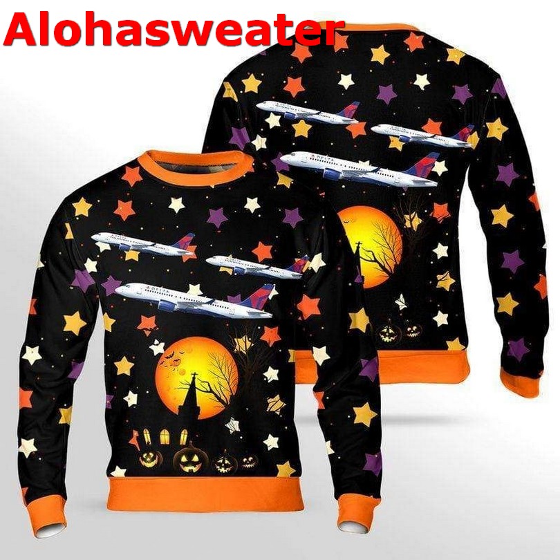 Delta Air Lines Airbus A220-300 Halloween 3D Sweater