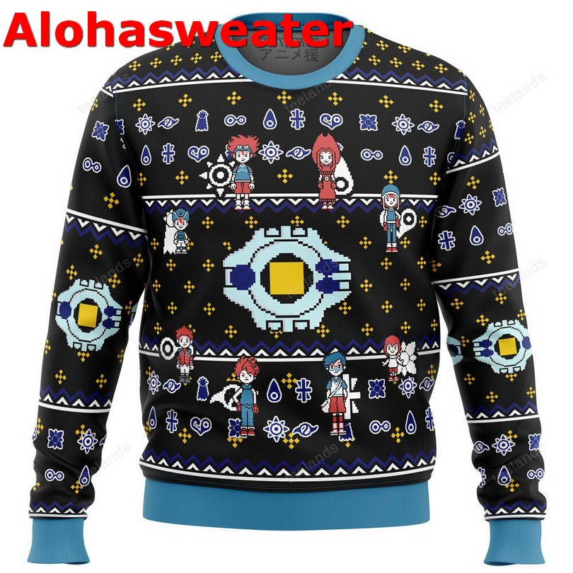 Digimon characters Christmas sweater