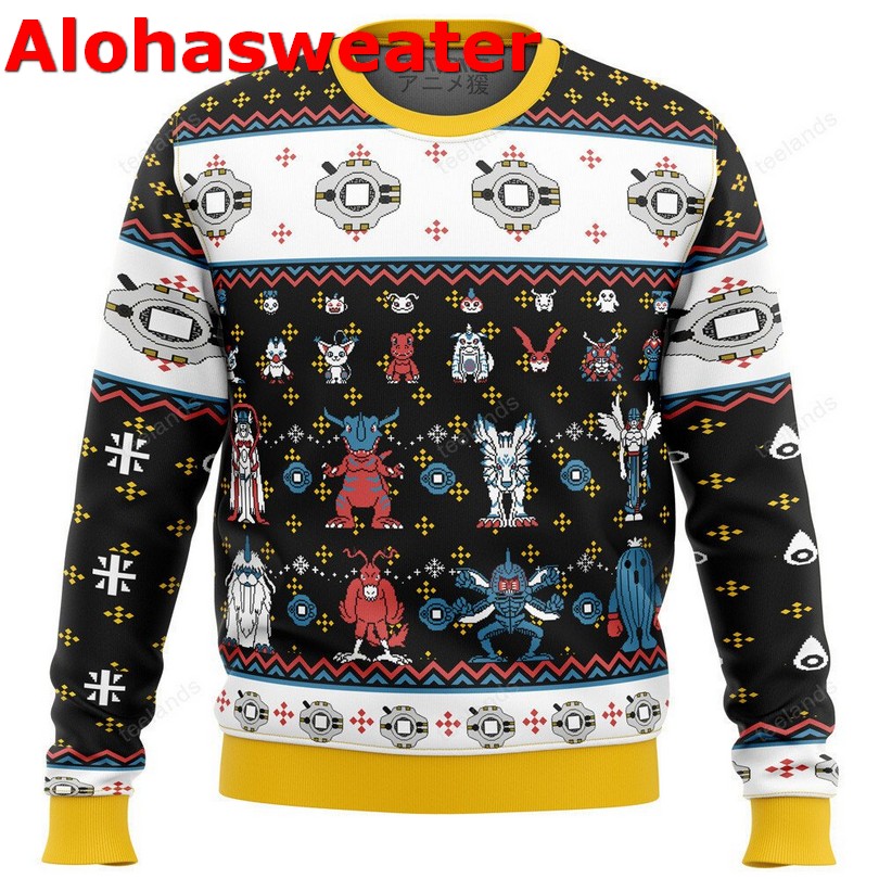 Digimon sprites Christmas sweater