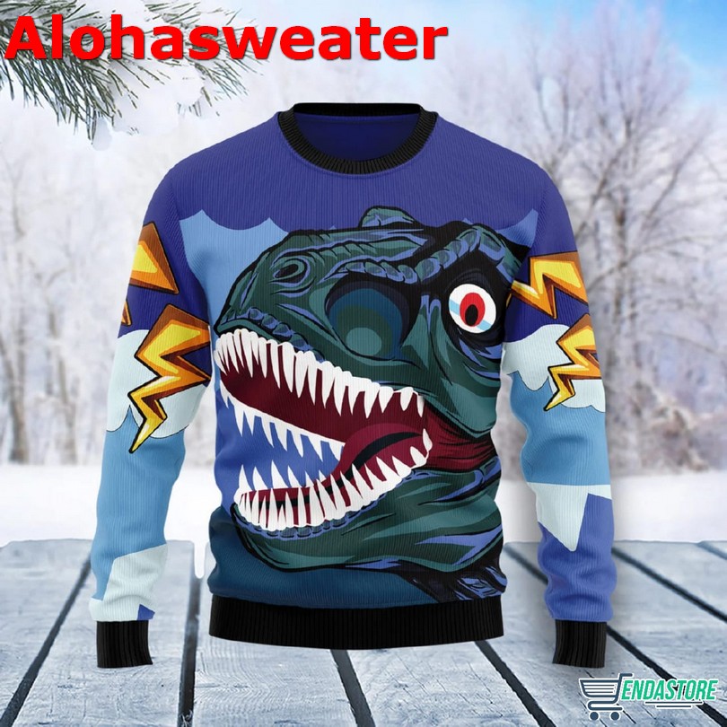 Dinosaur Face Ugly Christmas Sweater