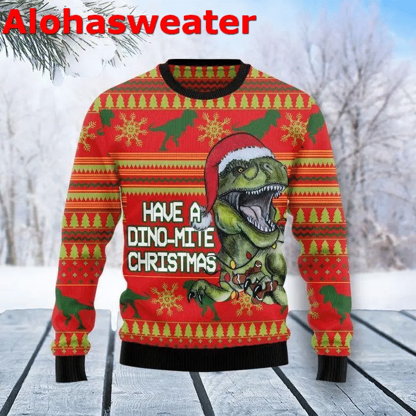 Dinosaur have a dino mite Christmas sweater