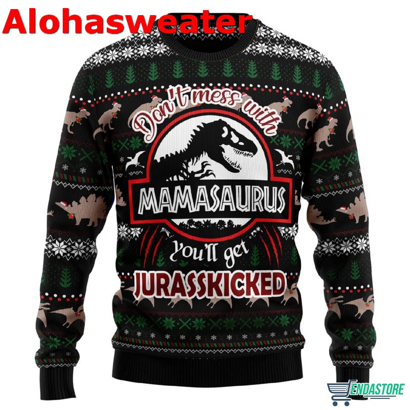 Dinosaur Mamasaurus Ugly Christmas Sweater