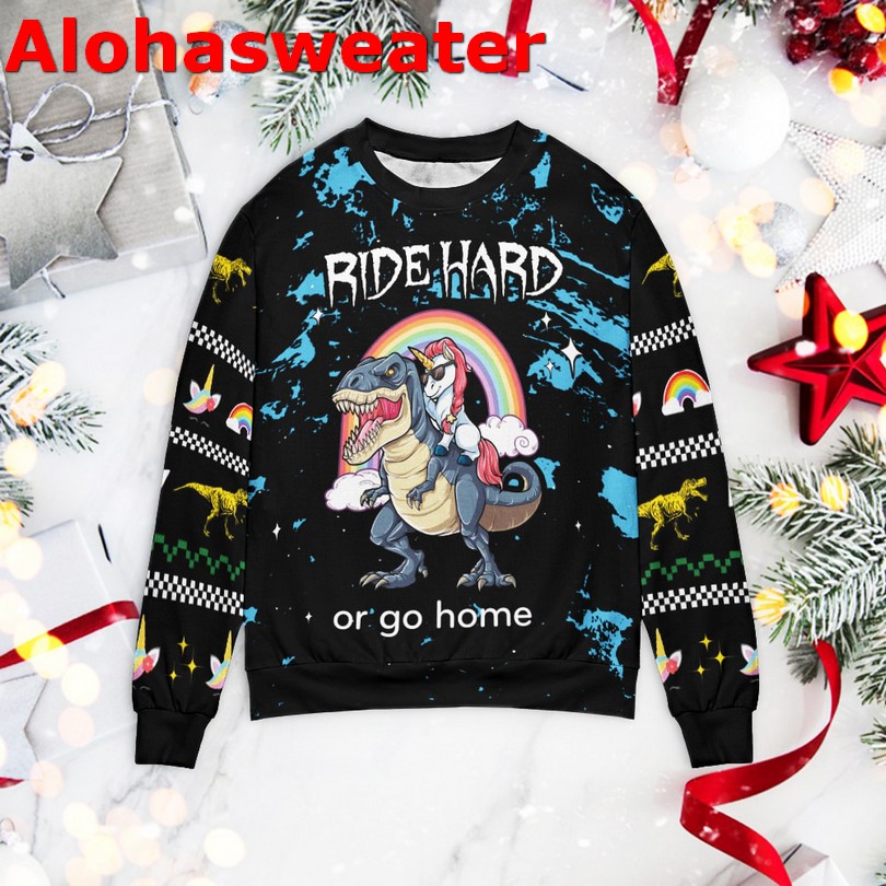Dinosaur Unicorn Ride Hard Unisex Christmas sweater