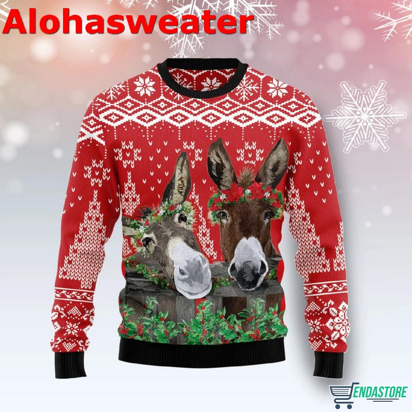 Donkey Buddies Christmas Unisex Womens & Mens Ugly Christmas Sweater