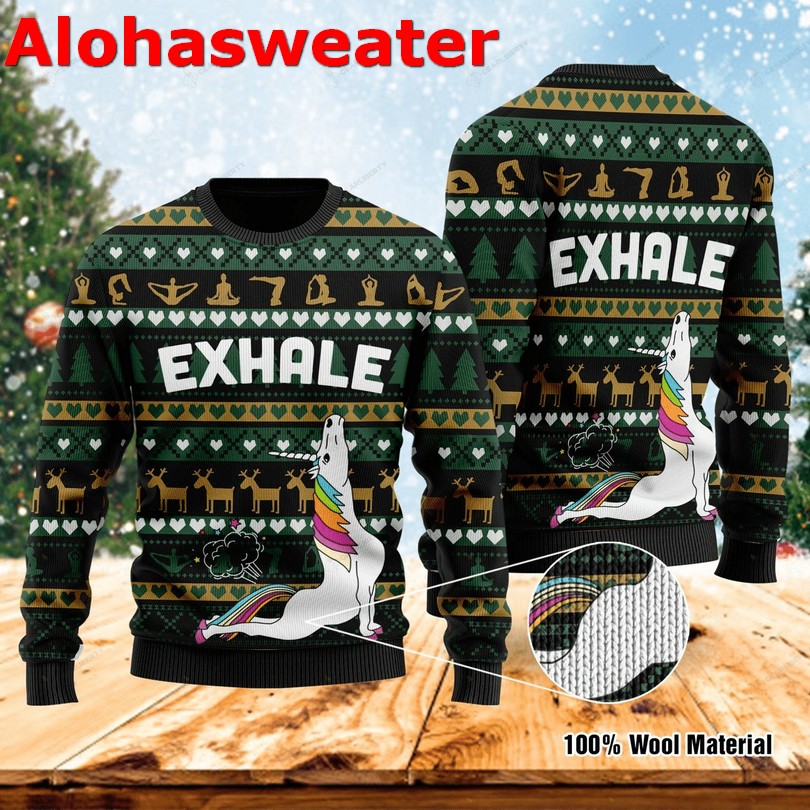 Exhale yoga Christmas sweater