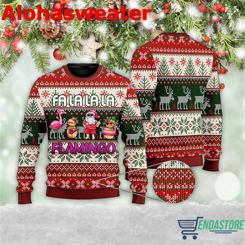 Fa la la la flamingo santa ugly Christmas sweater