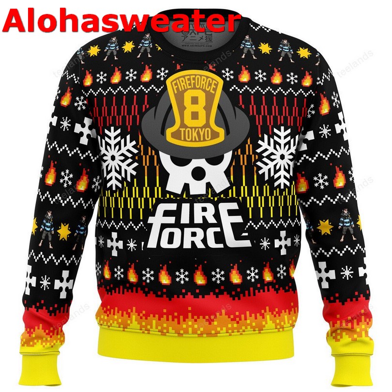 Firefighter Christmas Pattern Ugly Christmas Sweater