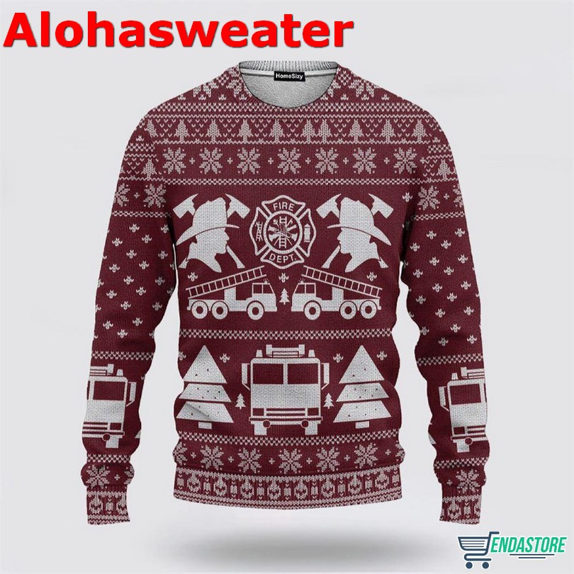 Firefighter made a Christmas tree Christmas sweater