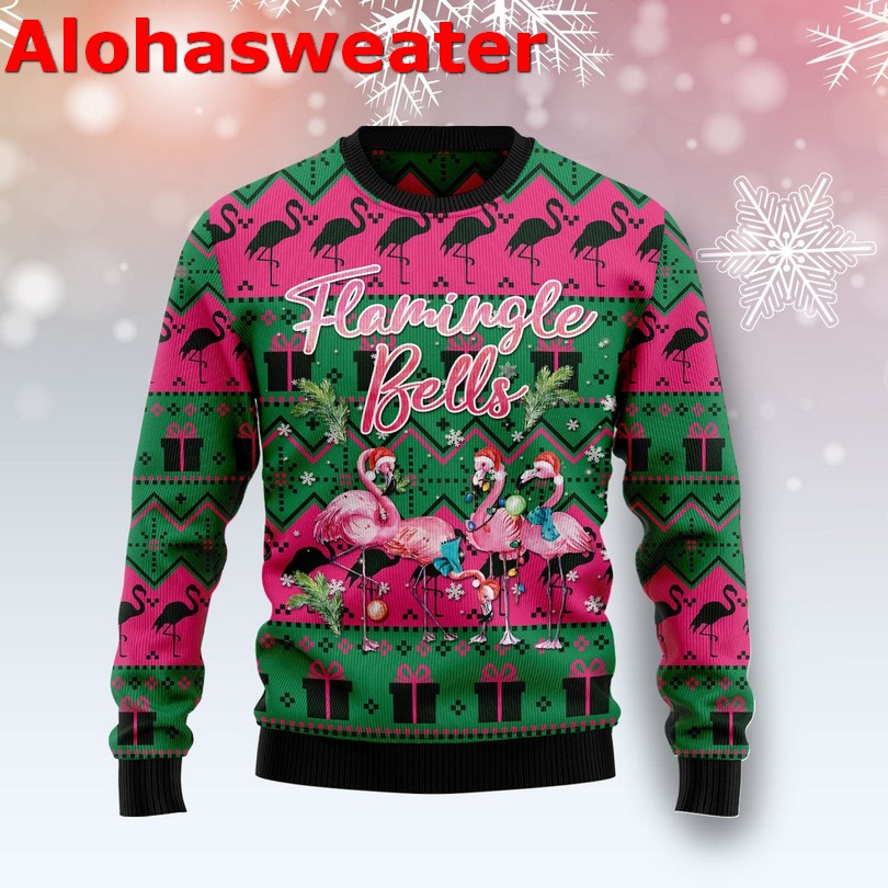 Flamingo apparently we’re trouble whe we are together Christmas sweater