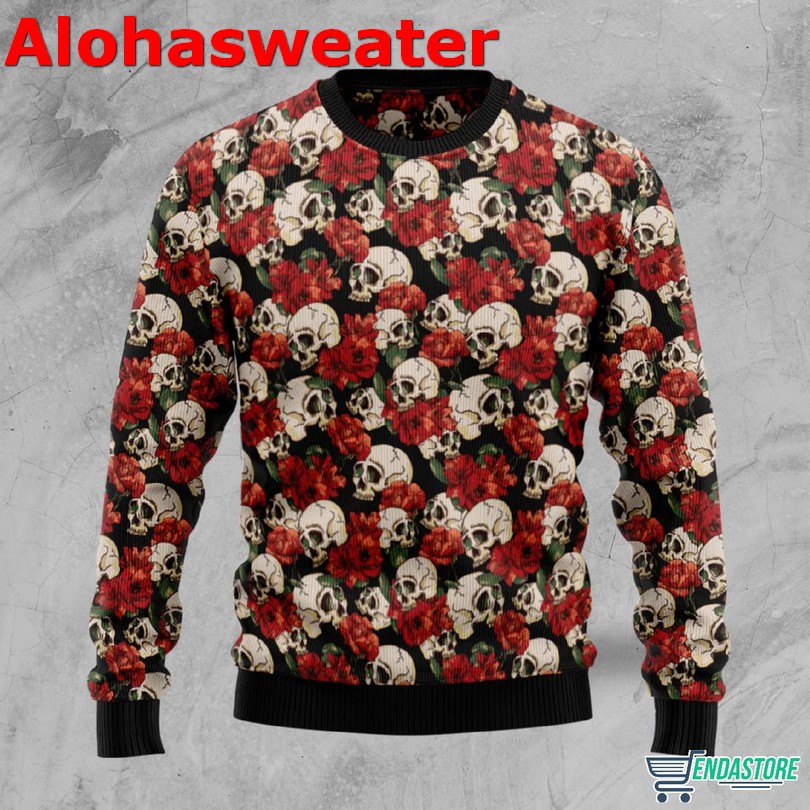 Flower Skull Christmas  Ugly Sweater