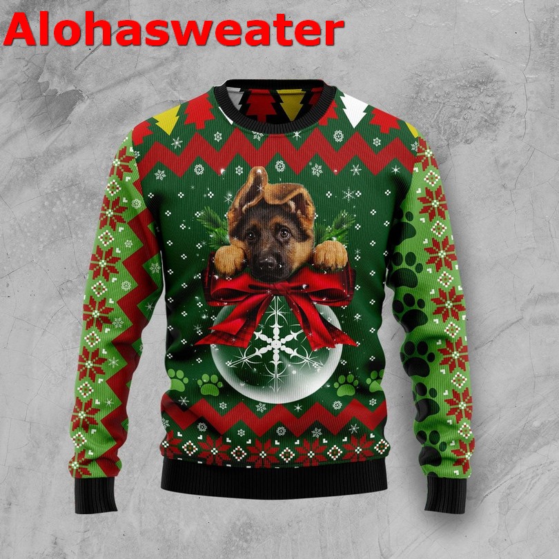 German shepherd green ugly Christmas sweater German shepherd green ugly Christmas sweater