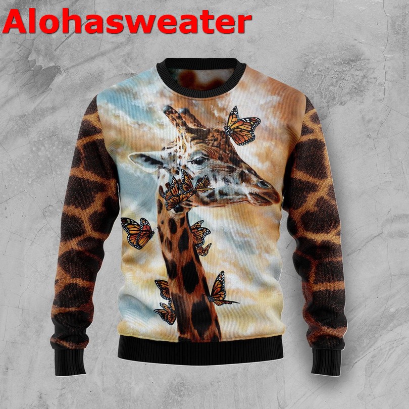 Giraffe and Santa Ugly Christmas Sweater Giraffe and Santa Ugly Christmas Sweater