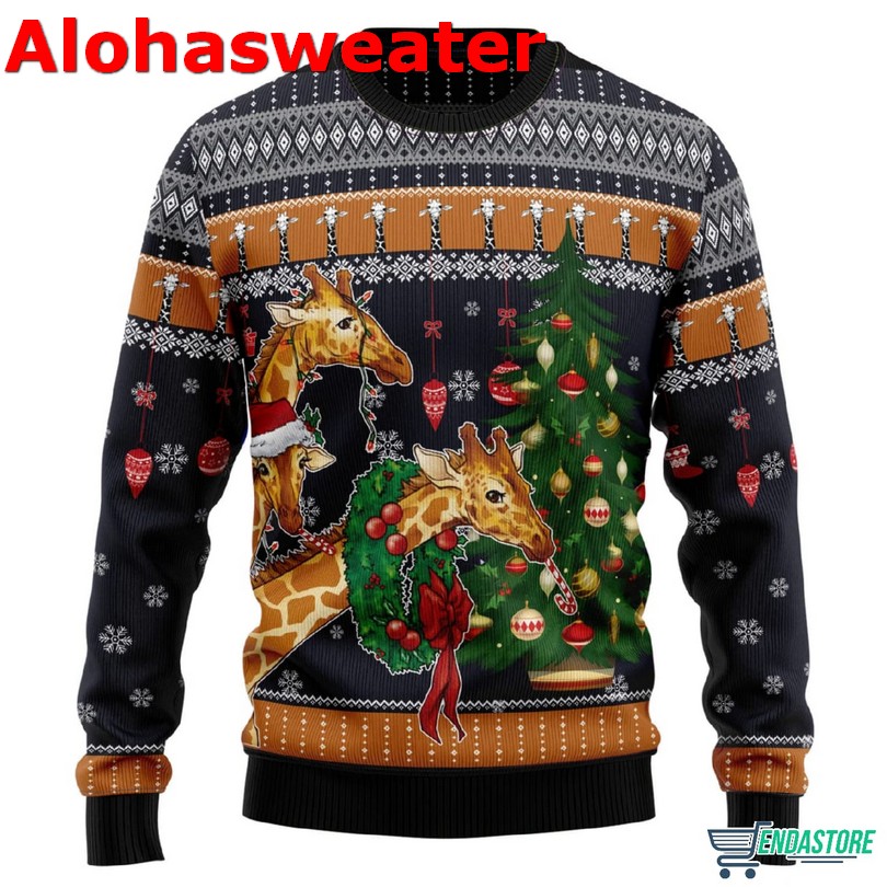 Giraffe happy holiday Christmas sweater Giraffe happy holiday Christmas sweater