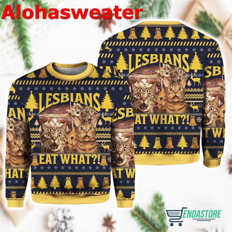 Lesbians Eat What Funny Cat Meme Christmas Ugly Sweater