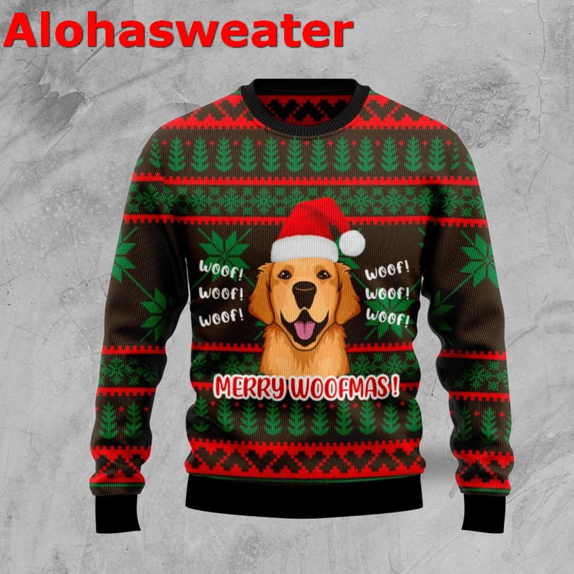 Golden Retriever Santa Claus Reindeer Ugly Christmas Sweater