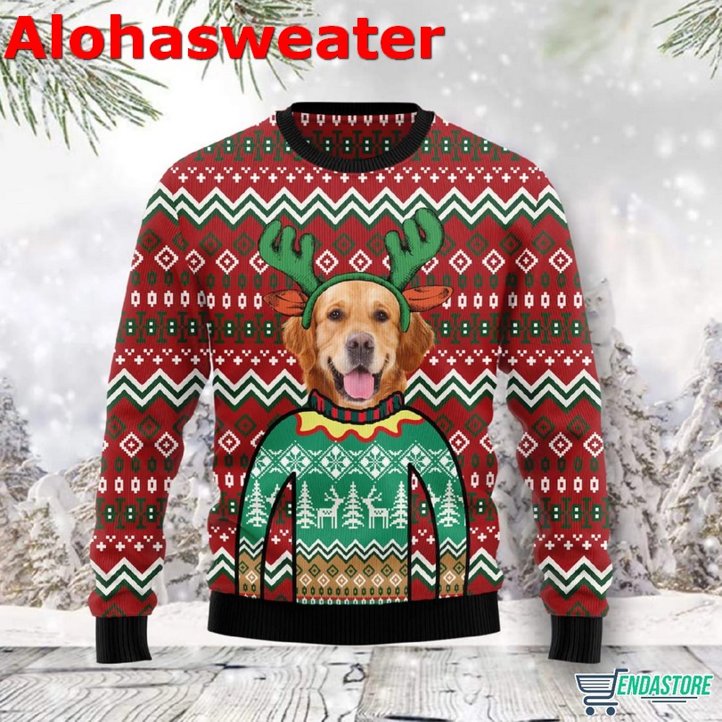 Golden Retriever merry woofmas Christmas sweater