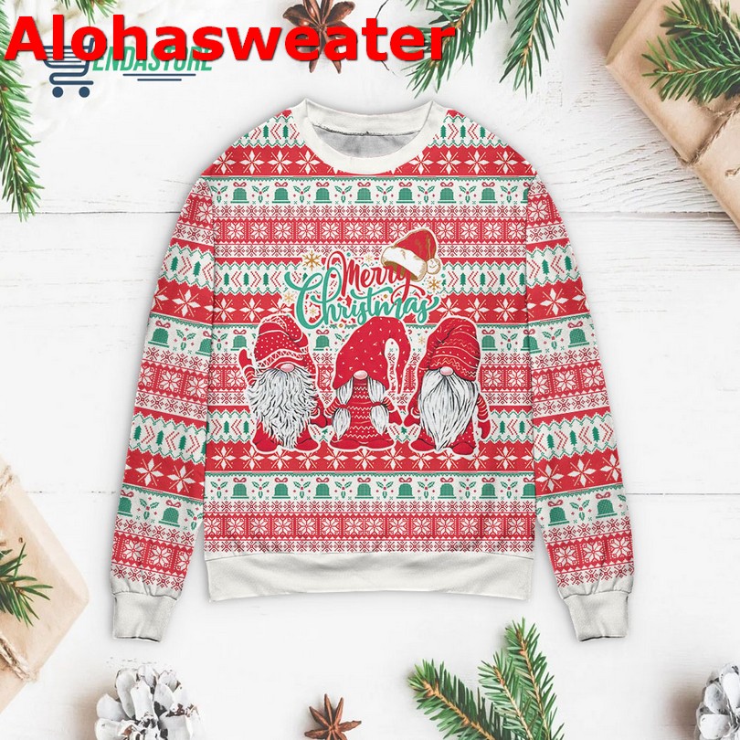 Guacin around the Chirstmas tree avo merry Chirstmas sweater
