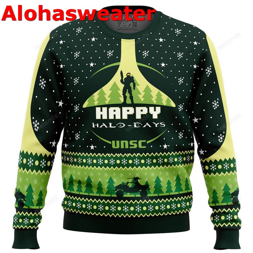 Happy Halo-Days Halo Ugly Christmas Sweater Happy Halo-Days Halo Ugly Christmas Sweater