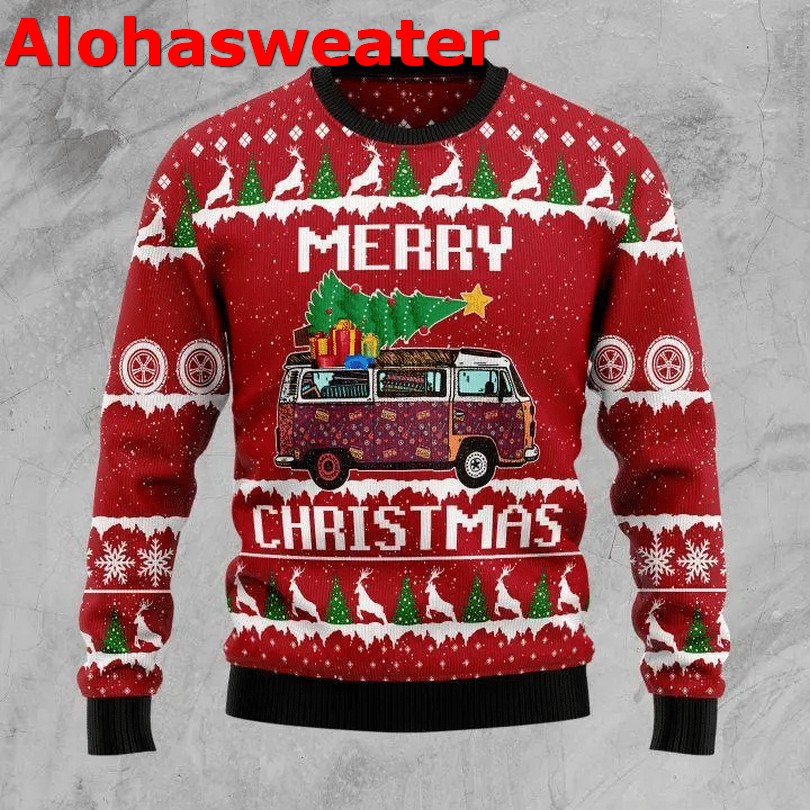 Hippie Car merry Christmas sweater