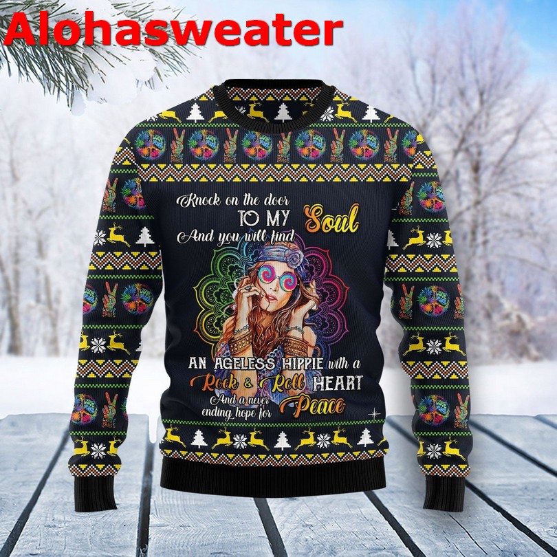 Hippie girl Christmas sweater