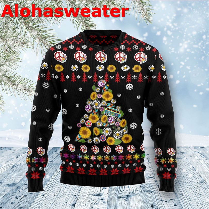 Hippie tree Xmas Christmas sweater