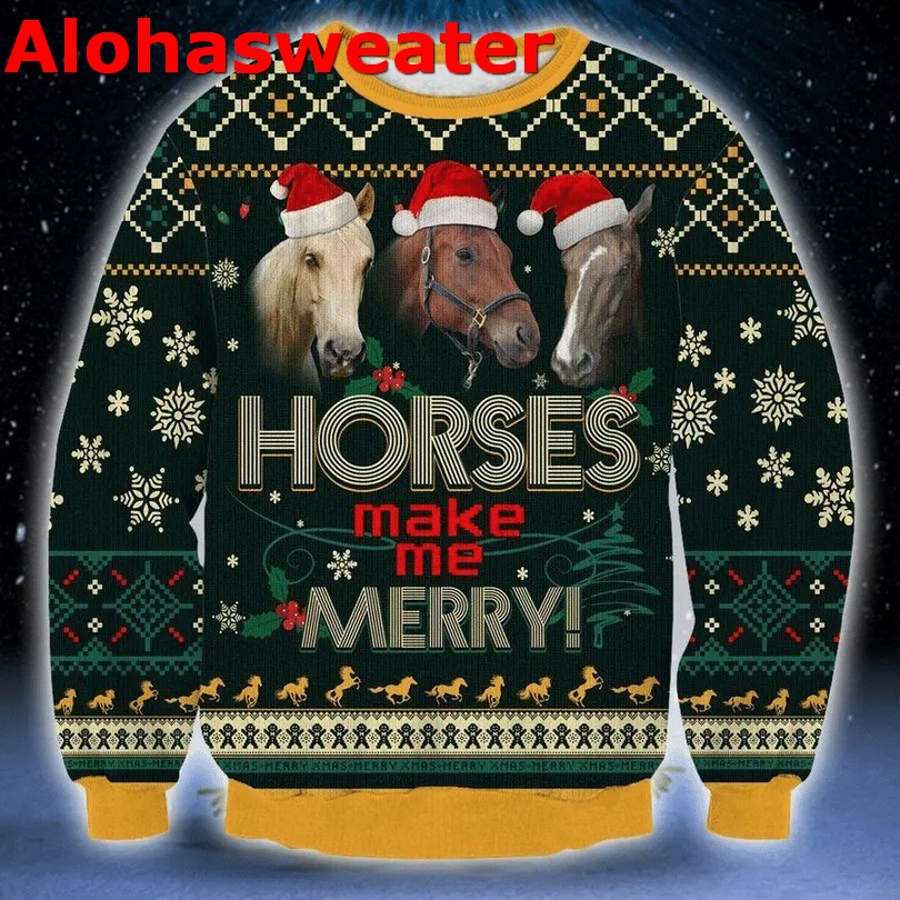 Horse make me merry Christmas sweater