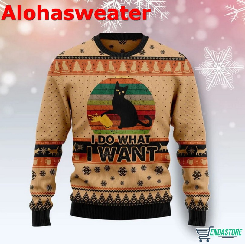 I  Do What A Want Black Cat Ugly Christmas Sweater